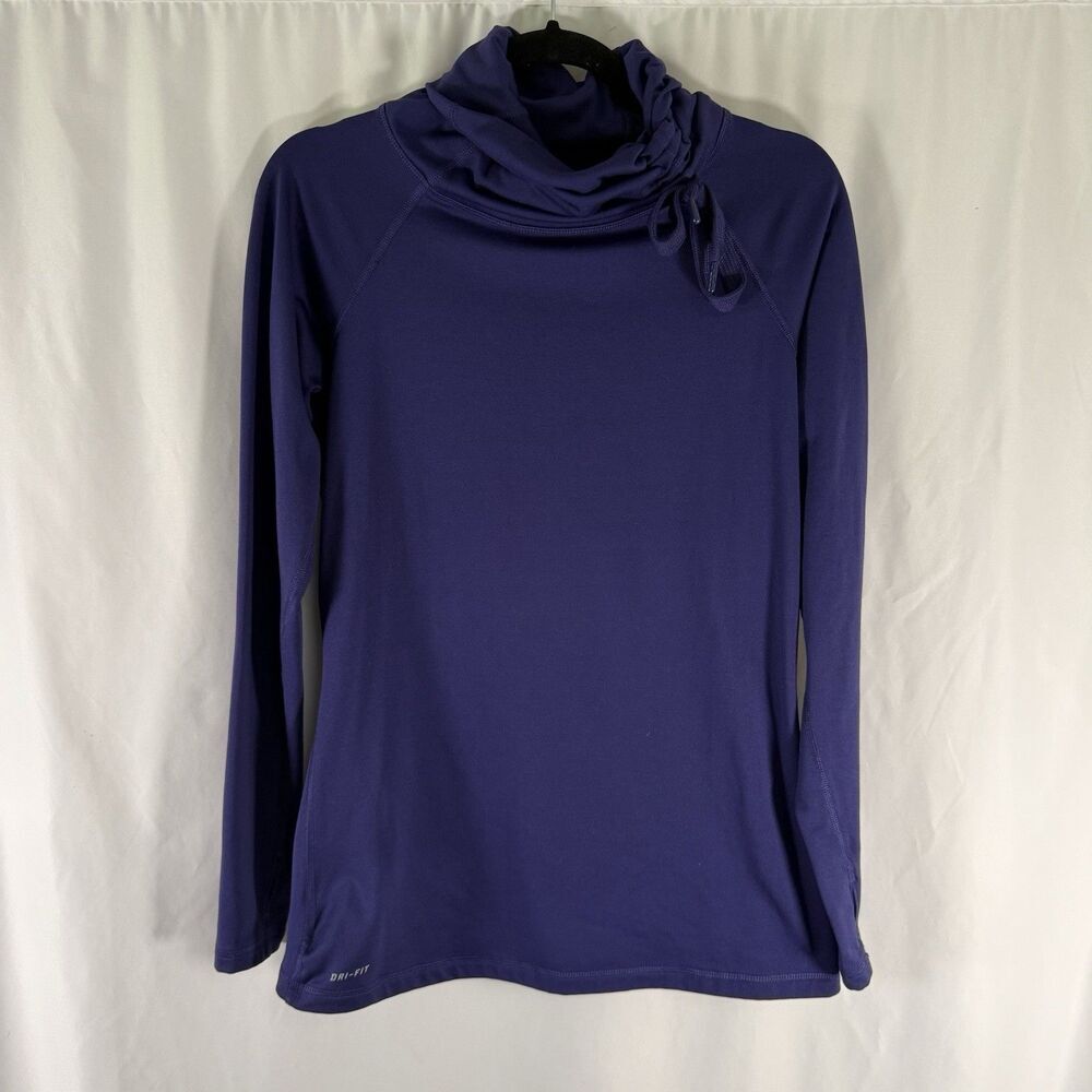 Nike Pro Sweater Women's Large Purple Light Fleece Turtleneck Long Sleeve Pullov